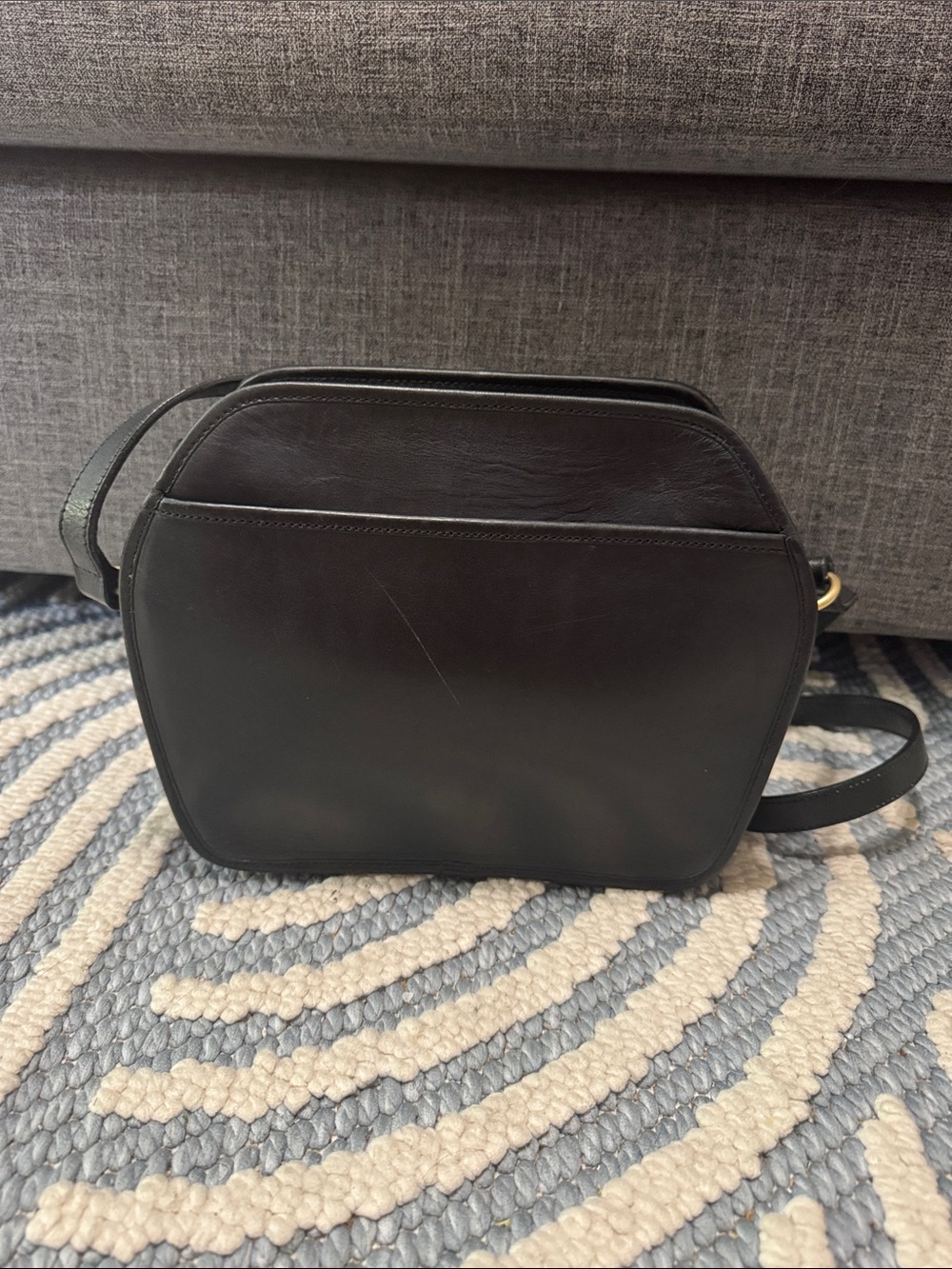 Vintage WAKO Genuine Leather Black Crossbody Bag 80s 90s - Picture 2 of 8